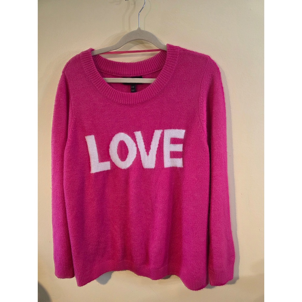Lane Bryant Pink Love Graphic Knit Sweater Plus Size 18/20 Crew Neck Long Sleeve